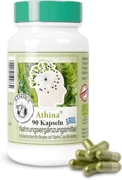 Athina® 90 Griechisches Eisenkraut Bergtee Kapseln Vegan - Bio. DE-ÖKO-006. PREMIUM